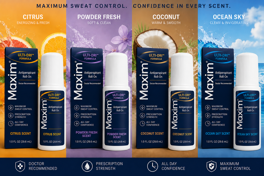 Maxim® Antiperspirant, Roll-On (collage)