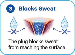 Step 3: The plug blocks sweat from reaching the surface